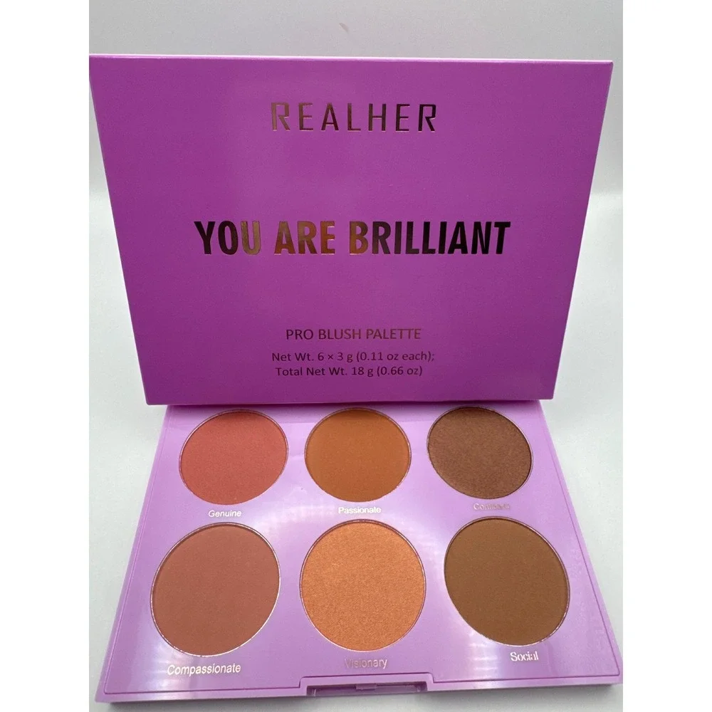 REALHER You Are‎ Brilliant Pro Blush Palette 6 Shades Palette BNIB